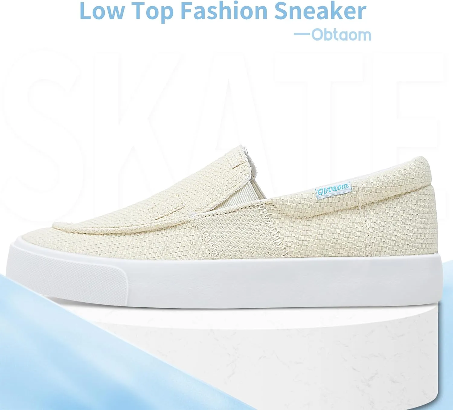 Obtaom Slip On Shoes Canvas Slip On Sneakers Comfy Arch Support Loafers Casual Canvas Fashion Sneaker