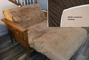 OctoRose Caramel Twin Size 39x75 8" Easy Fit Fitted Futon Cover Bonded Micro-Suede Sofa Daybed Mattress Slipcover | Elastic Backing (Caramel, Twin Size)