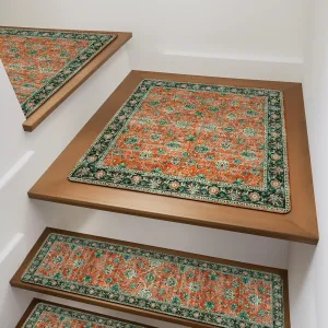 OJIA Stair Treads Non-Slip Matching Mat for Wooden Steps, Square Capet Stair Treads Rubber Backing Stair Runner Anti-Slip Stair Landing Mat 31x31 Inch Stair Rugs