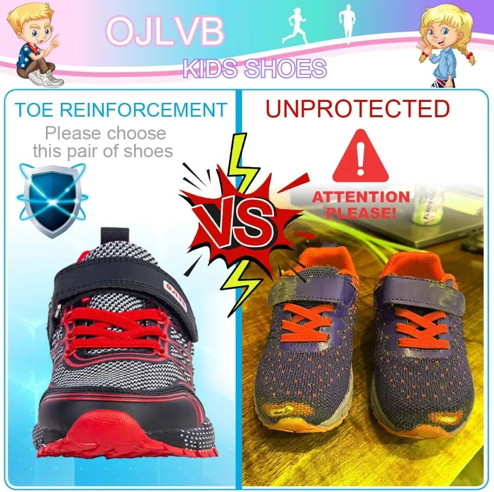 OJLVB Boys Girls Sneakers, Kids Tennis Running Shoes, Athletic Walking Gym Trail Shoe Breathable Lightweight