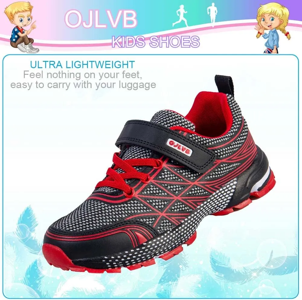 OJLVB Boys Girls Sneakers, Kids Tennis Running Shoes, Athletic Walking Gym Trail Shoe Breathable Lightweight