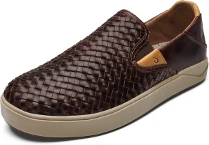 OLUKAI Lae'ahi Lauhala Men's Woven Leather Shoes, Versatile Everyday Leather Sneakers, Easy Slip On Design, All-Day Wear & Comfort