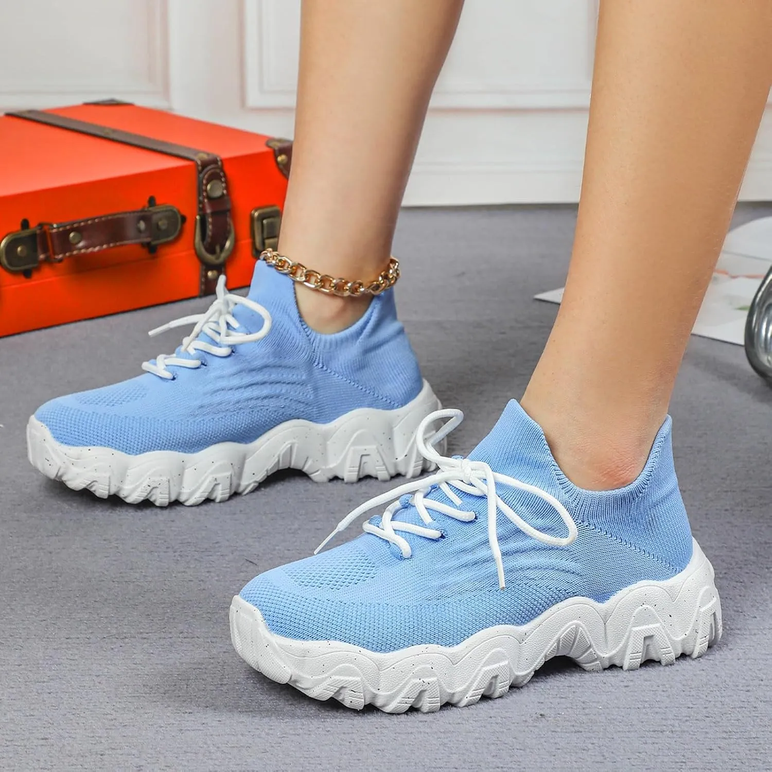 Ortho Pro Shoes for Women Wide Width Mesh Lace Lightweight Low-Cut Sneakers Comfortable Ankle Socks Non Slip Walking Sneakers Mesh Orthopedic Breathable Shoes