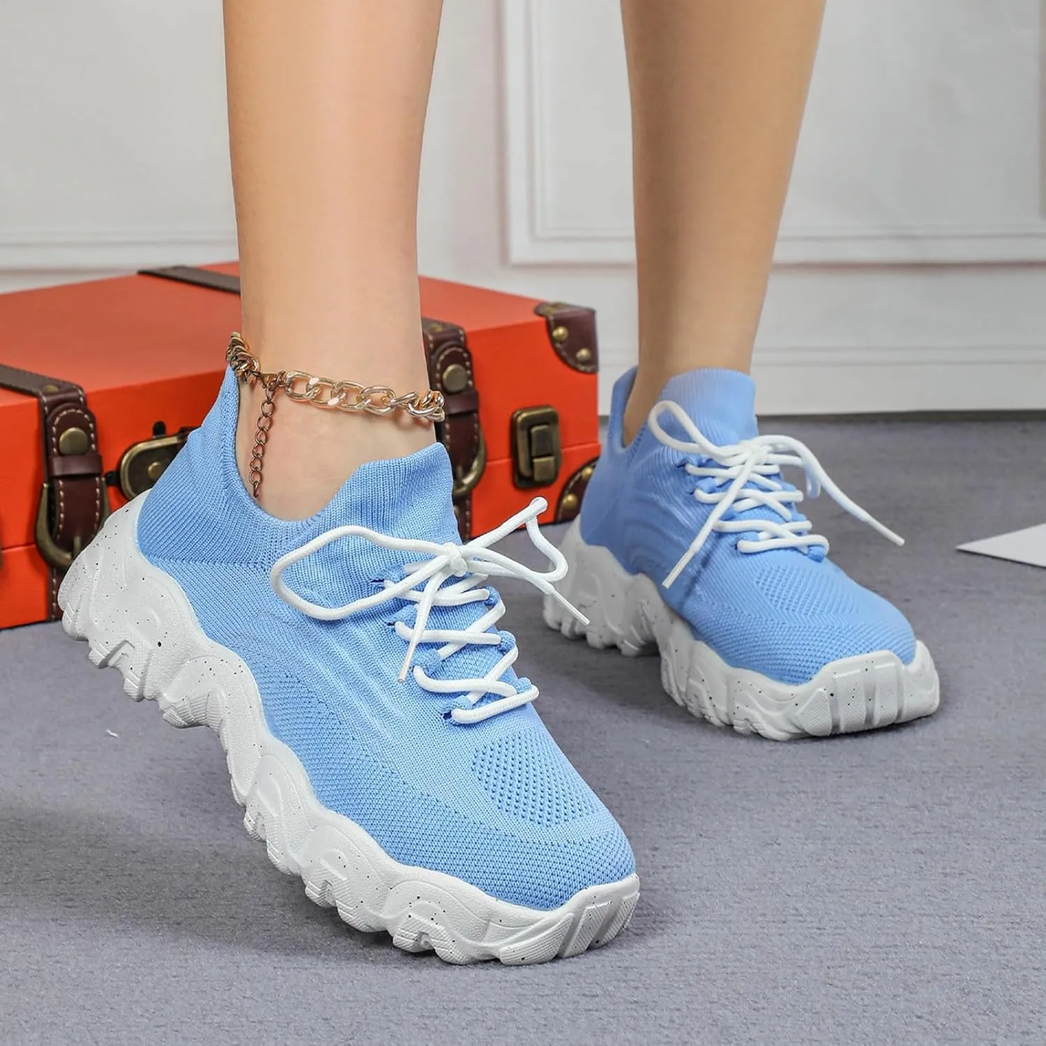 Ortho Pro Shoes for Women Wide Width Mesh Lace Lightweight Low-Cut Sneakers Comfortable Ankle Socks Non Slip Walking Sneakers Mesh Orthopedic Breathable Shoes