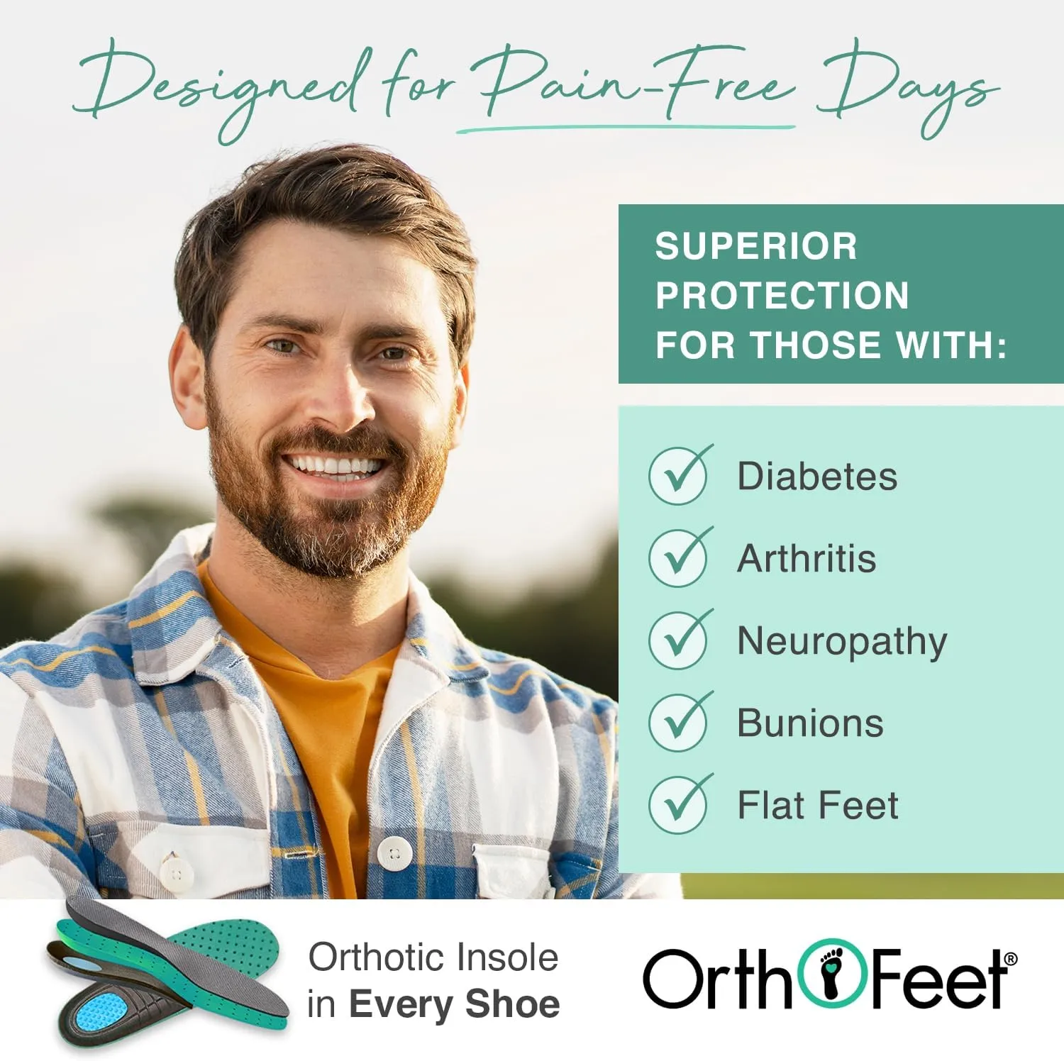 Orthofeet Men's Orthopedic Jupiter Hands-Free Slip-On Sandals