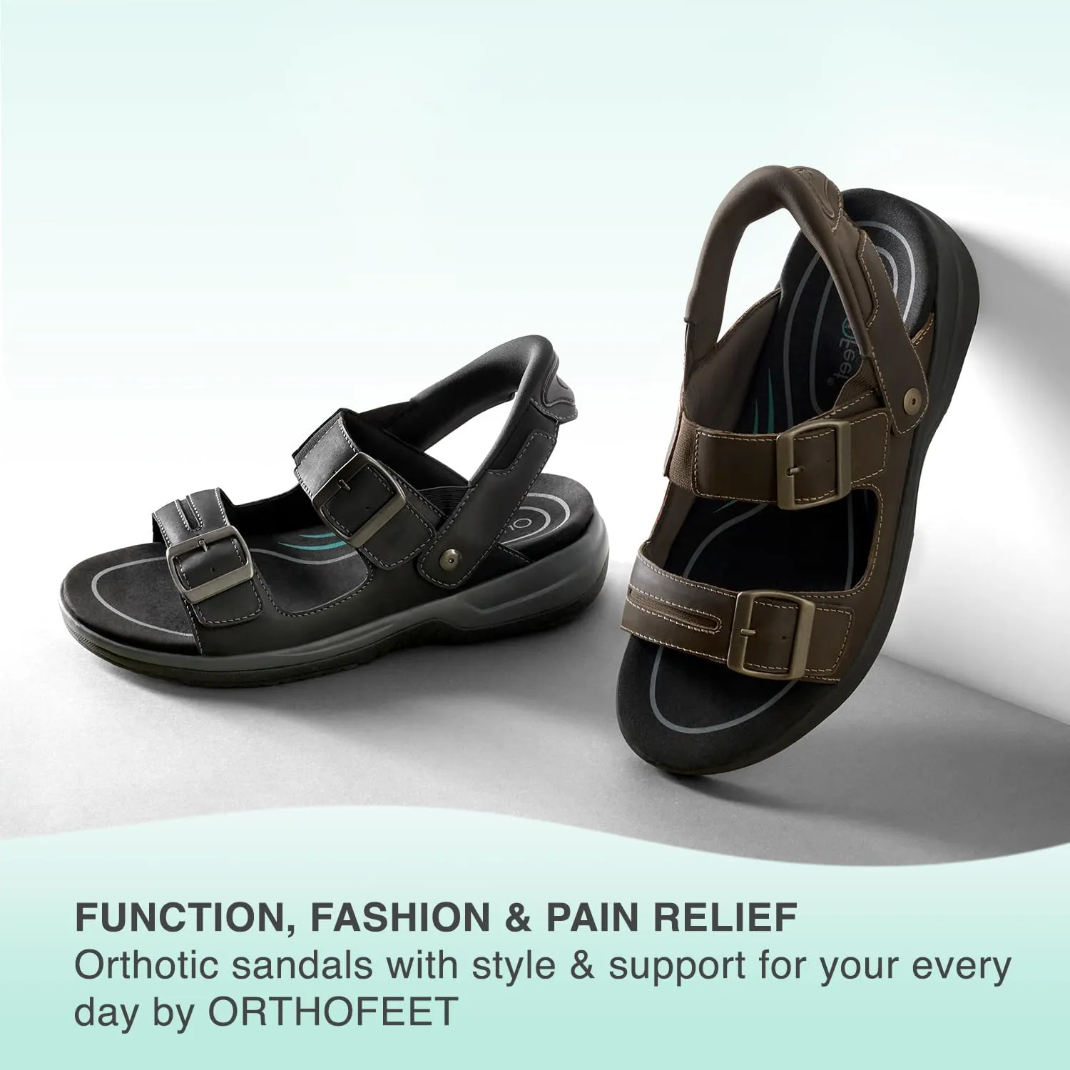 Orthofeet Men's Orthopedic Jupiter Hands-Free Slip-On Sandals