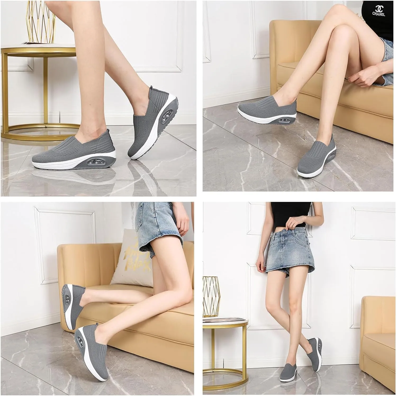 Orthopedic Sneakers for Women New Air Cushion Slip on Walking Shoes Arch Support Lightweight Wedge Walking Sneakers