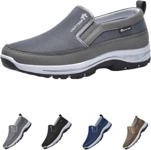 Orthowalkway Mens Shoes Slip On, Men's Arch Support Slip-on Canvas Loafers, Outdoor Casual Non Slip Orthopedic Sneakers Flats Walking Boat Shoes