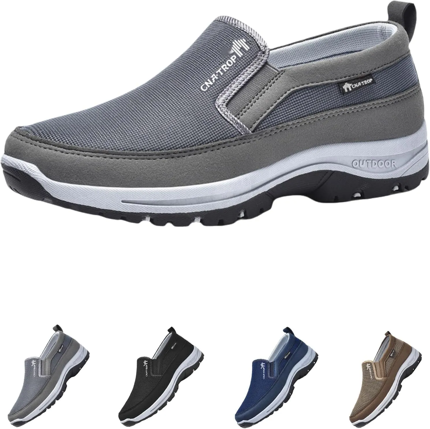 Orthowalkway Mens Shoes Slip On, Men's Arch Support Slip-on Canvas Loafers, Outdoor Casual Non Slip Orthopedic Sneakers Flats Walking Boat Shoes