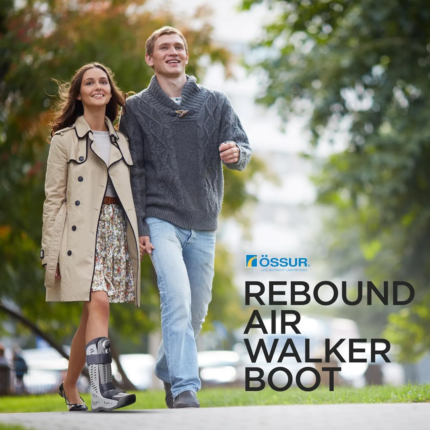 Ossur Rebound Air Walker Boot with Compression Adjustable Comfortable Straps & Air Pump Rocker Bottom | For Ankle Sprains, Stable Fractures, Tendon Sprains & Post-Operative Rehab | (Low Top, Small)