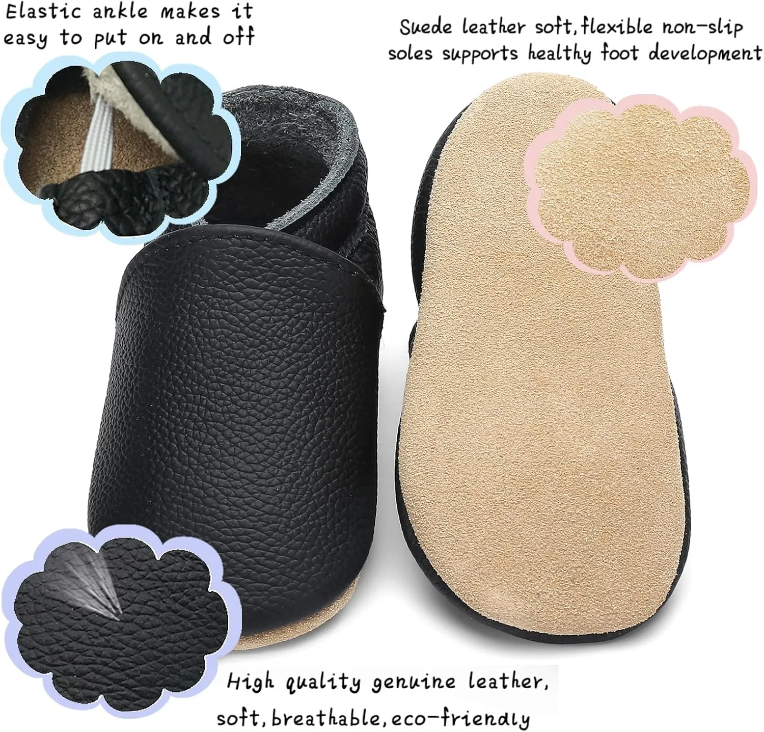 OWLOWLA Soft Sole Baby Shoes Leather Baby First Walking Crib Shoes Slip-on Baby Moccasins Infant Toddler Pre-Walker Shoes for Boy Girl