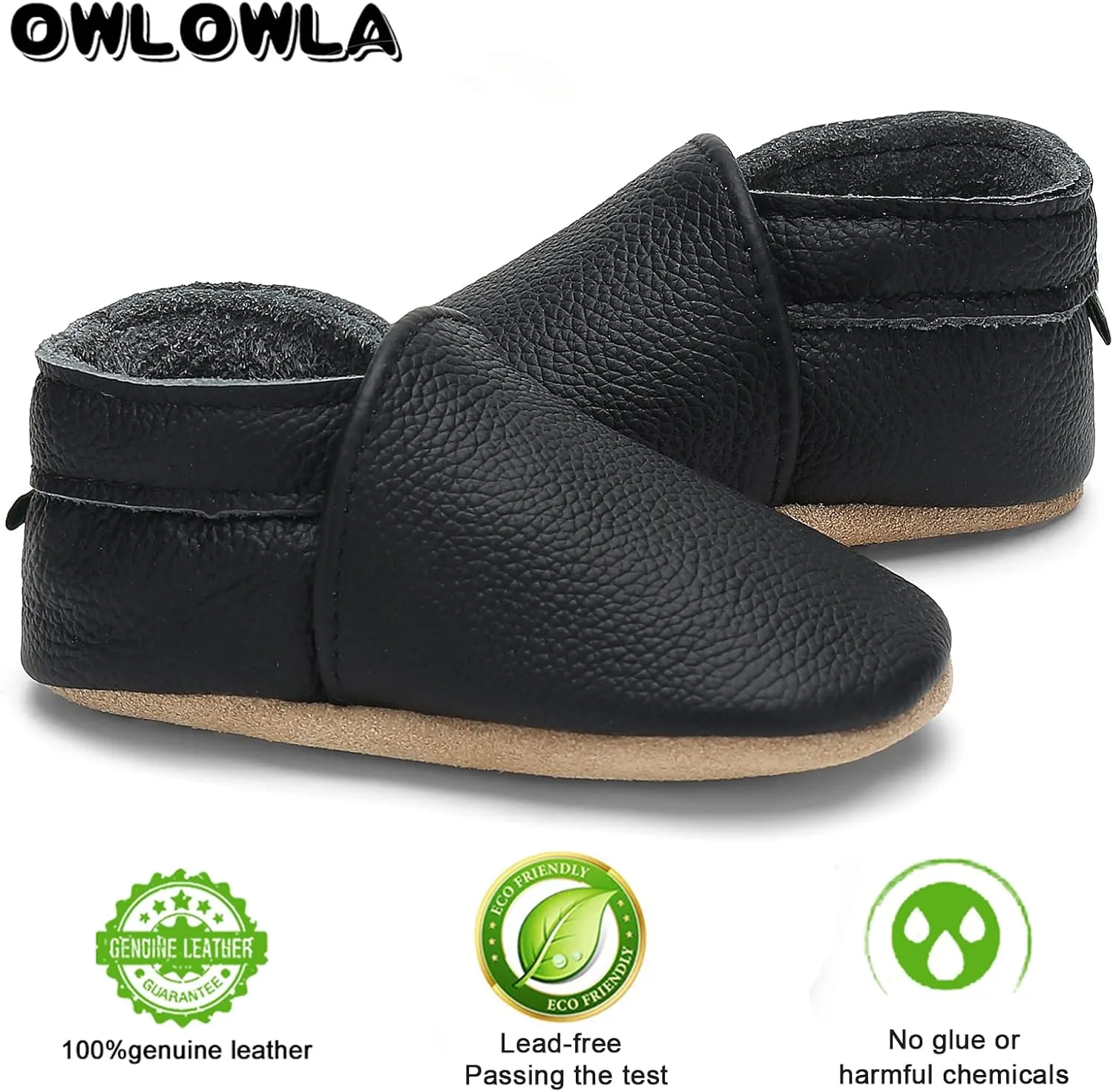 OWLOWLA Soft Sole Baby Shoes Leather Baby First Walking Crib Shoes Slip-on Baby Moccasins Infant Toddler Pre-Walker Shoes for Boy Girl