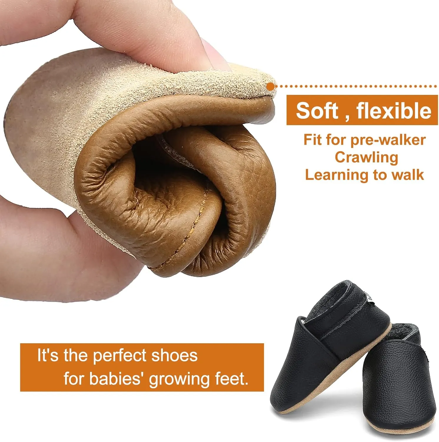 OWLOWLA Soft Sole Baby Shoes Leather Baby First Walking Crib Shoes Slip-on Baby Moccasins Infant Toddler Pre-Walker Shoes for Boy Girl