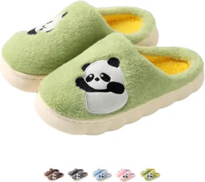 Panda House Slippers Cute Cotton Cartoon Slippers for Women Men Indoor Winter Home Slippers Panda Shoes Fuzzy Bedroom Slippers