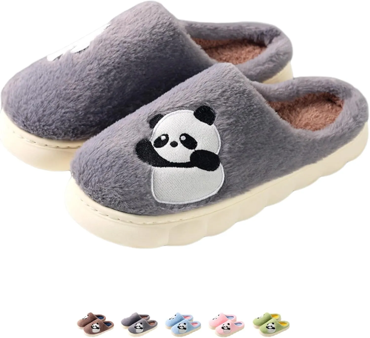 Panda House Slippers Cute Cotton Cartoon Slippers for Women Men Indoor Winter Home Slippers Panda Shoes Fuzzy Bedroom Slippers