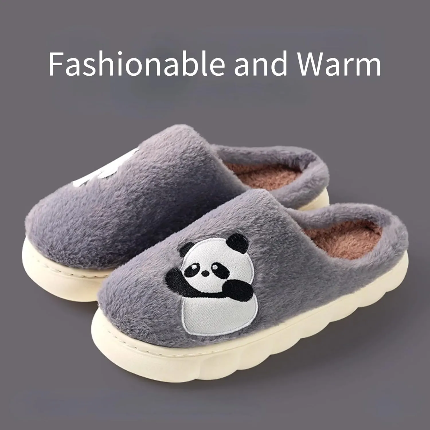 Panda House Slippers Cute Cotton Cartoon Slippers for Women Men Indoor Winter Home Slippers Panda Shoes Fuzzy Bedroom Slippers