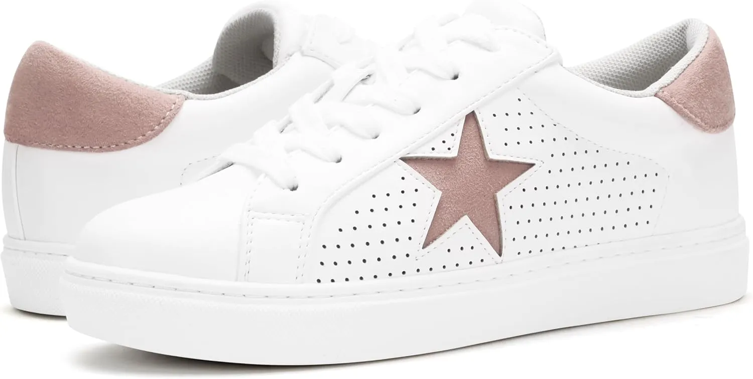 PARTY Women's Fashion Star Sneaker Lace Up Low Top Comfortable Cushioned Walking Shoes