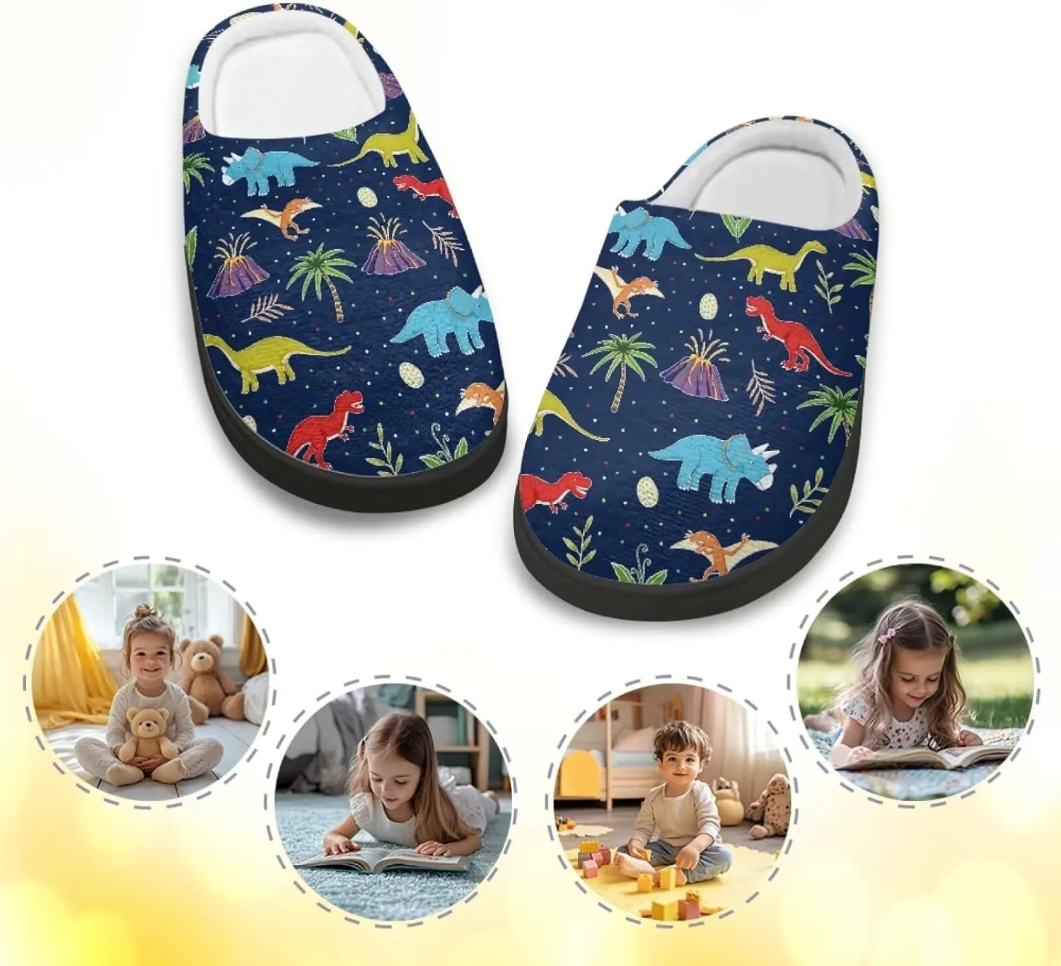 Polero Cute Printed Kids Slippers - Soft Plush Winter Slip On House Slippers