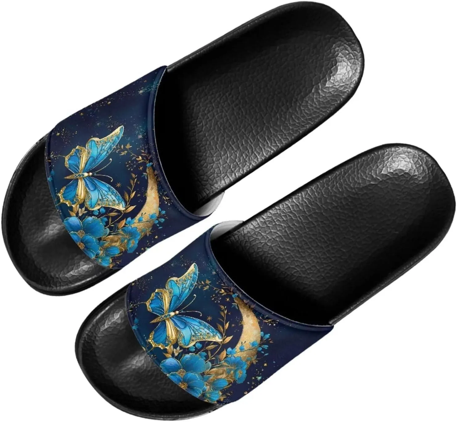 Pool Sandals Women Non Slip Slip on Sandals Women Comfortable Black