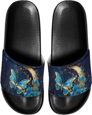 Pool Sandals Women Non Slip Slip on Sandals Women Comfortable Black