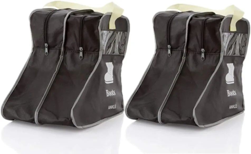 Portable 2 Pair Boot Storage Bags Dust Proof Shoe Bags,Zippered Short Boots Organizer Protector Bag for Home and Travel (black)