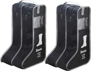 Portable Boot Storage Bags Dust Proof Shoe Bags for Storage,2 Pair Zippered Tall Boots Organizer Protector Bag with Handle for Home and Travel (Black)