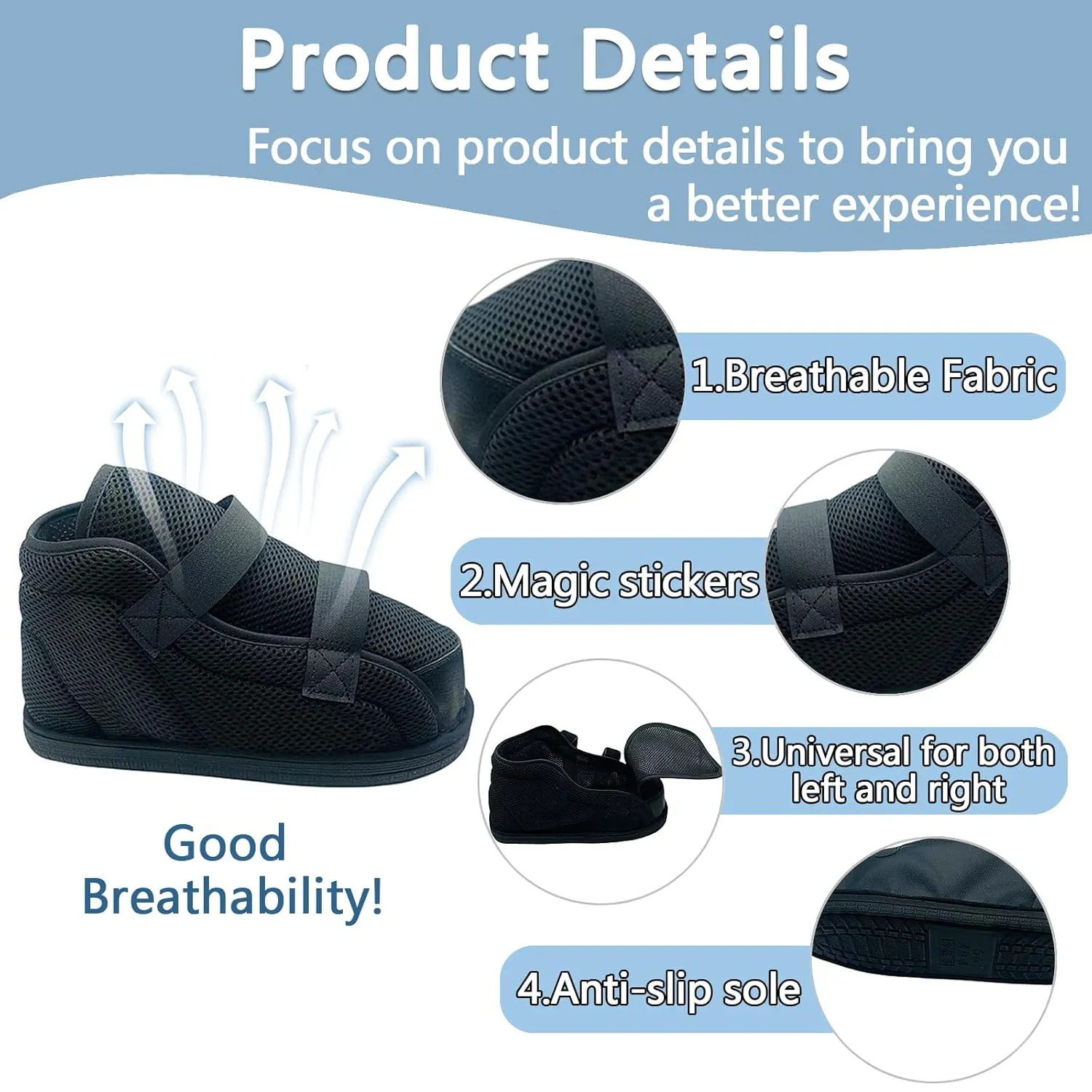 Post Op Shoe for Broken Foot,Fracture Shoes,Direct Post Op Recovery Shoe for Stable Ankle Joints,Adjustable Plaster Shoes,Swollen Feet and Injured Shoes for Men or Women