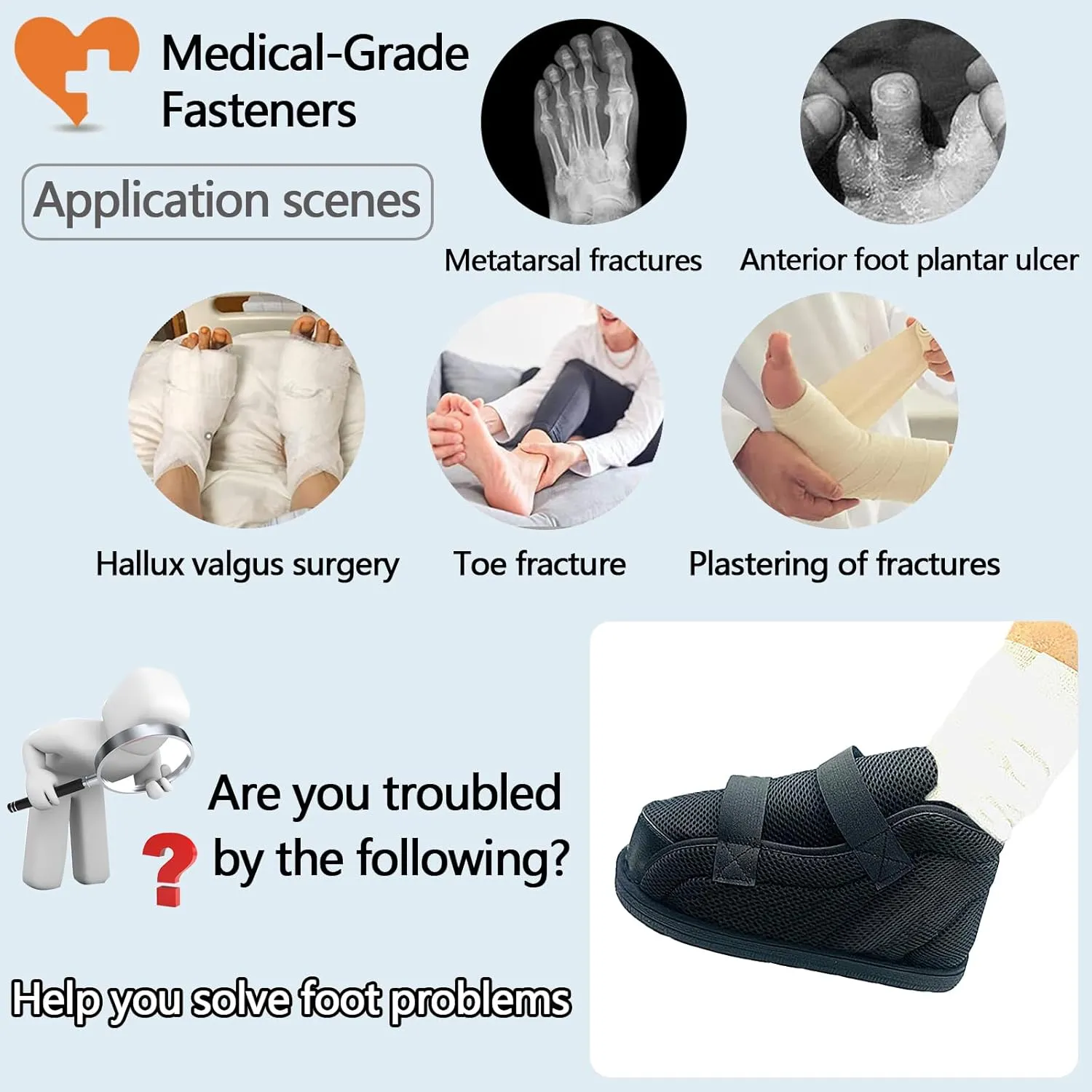 Post Op Shoe for Broken Foot,Fracture Shoes,Direct Post Op Recovery Shoe for Stable Ankle Joints,Adjustable Plaster Shoes,Swollen Feet and Injured Shoes for Men or Women