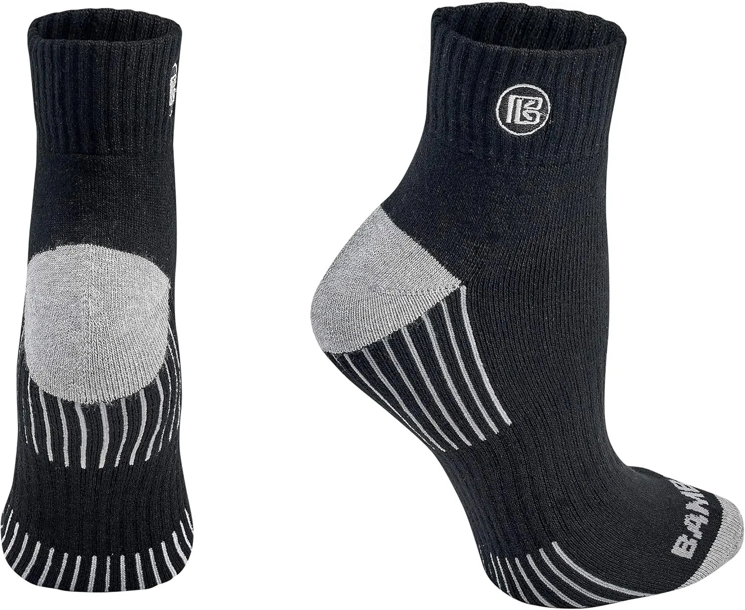 Premium Bamboo Crew Work Socks- Quarter High Moisture Wicking, Odor Eliminating