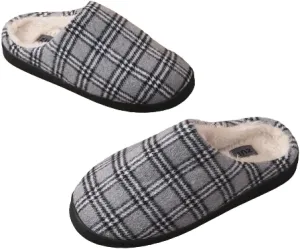 Premium Comfort Checker Plaid Grid Thermal Non Slip Men's Fuzzy House Slippers Inddor Soft Warm Shoes Cushion Sole
