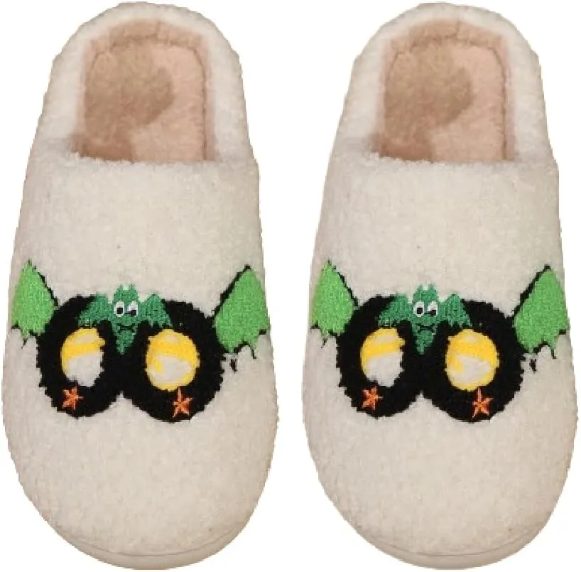 Premium Comfort Gothic Skulls Design Thermal Non Slip Women's Fuzzy House Slippers Indoor Soft Warm Shoes Cushion Sole