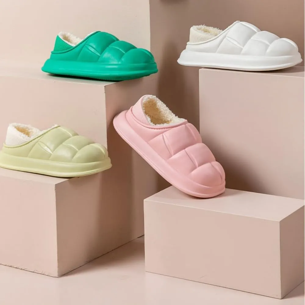 Premium Comfort Thermal Closed back Non Slip Women's Fuzzy House Slippers Indoor Soft Warm Shoes Memory Foam Sole