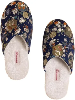 Premium Luxury Satin Silk Royal Style All Seasons Comfort Men's House Slippers Furry Indoor Soft Home Slip On Shoes