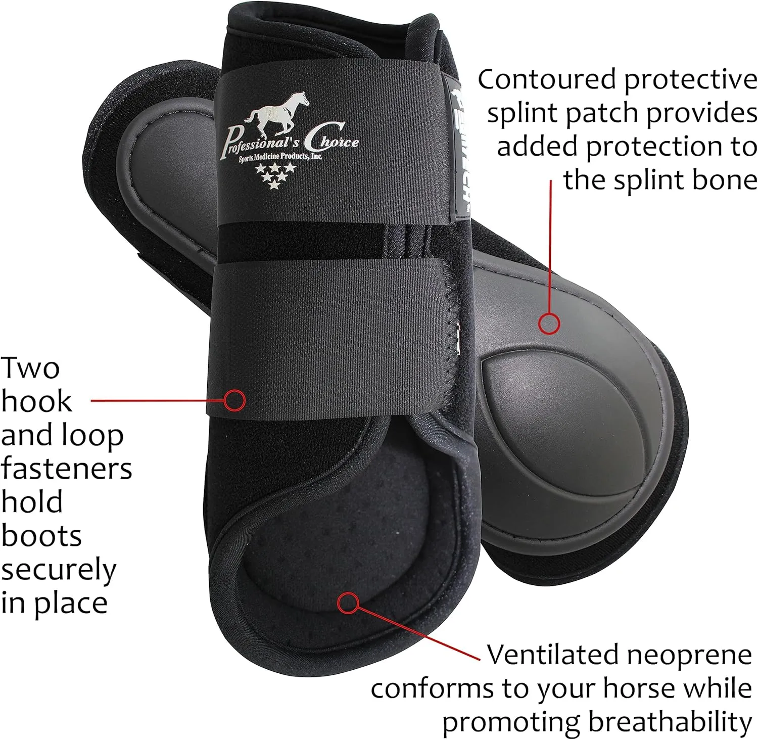 Professional's Choice Equine Ventech Splint Boot | Hook & Loop Closure | Sold in Pairs | Black