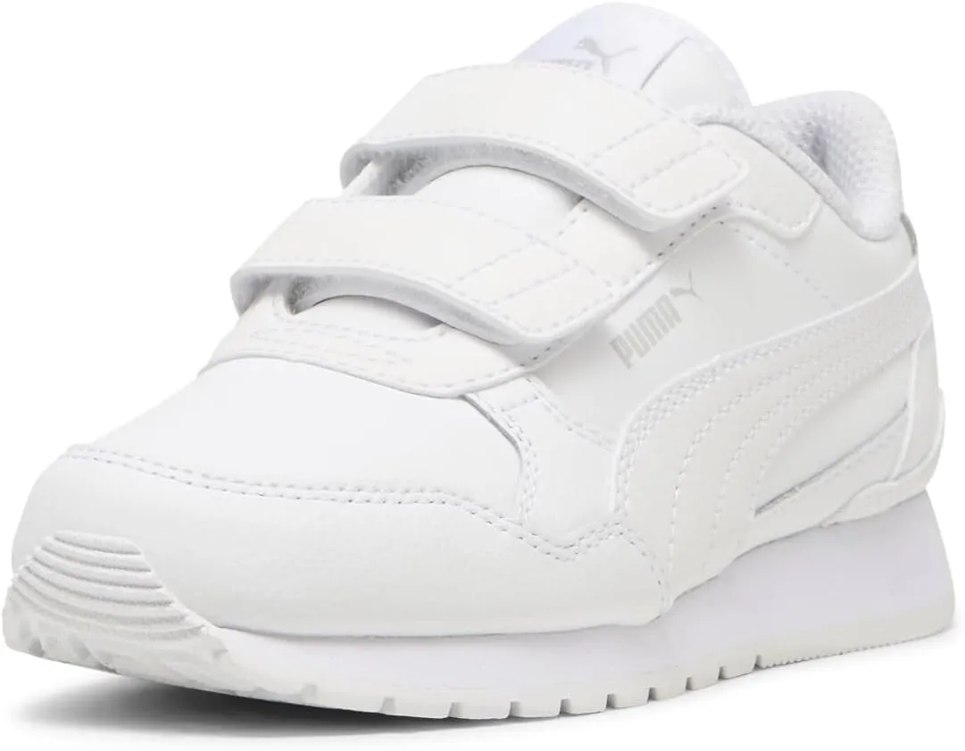 PUMA ST Runner Hook and Loop Sneaker, White-Cool Light Gray, 13.5 US Unisex Little Kid