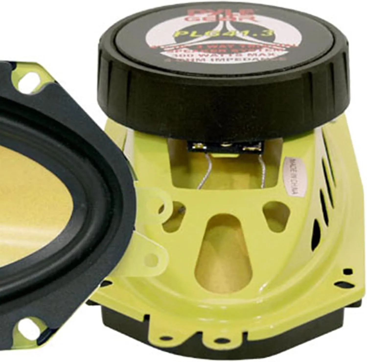 Pyle Car Three Way Speaker System - Pro 4x10 Inch 300 Watt 4 Ohm Mid Tweeter Component Audio Sound Speakers for Car Stereo w/ 45 Oz Magnet, 2.45” Mount Depth Fits Standard OEM - Pyle PLG41.3 (Pair)