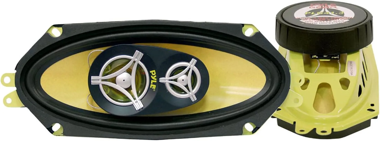 Pyle Car Three Way Speaker System - Pro 4x10 Inch 300 Watt 4 Ohm Mid Tweeter Component Audio Sound Speakers for Car Stereo w/ 45 Oz Magnet, 2.45” Mount Depth Fits Standard OEM - Pyle PLG41.3 (Pair)