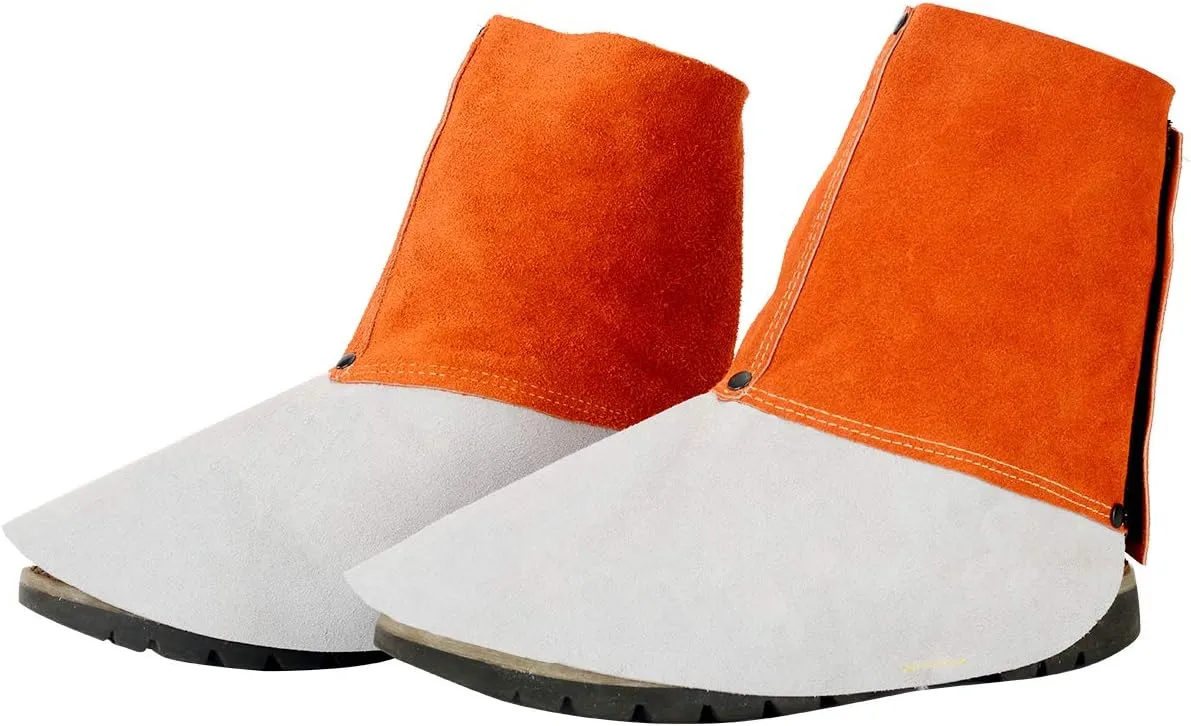 QeeLink Leather Welding Spats - Heat and Abrasion Resistant Welding Boot Covers - Shoes Protectors - Welding Gaiters, 1 Pair