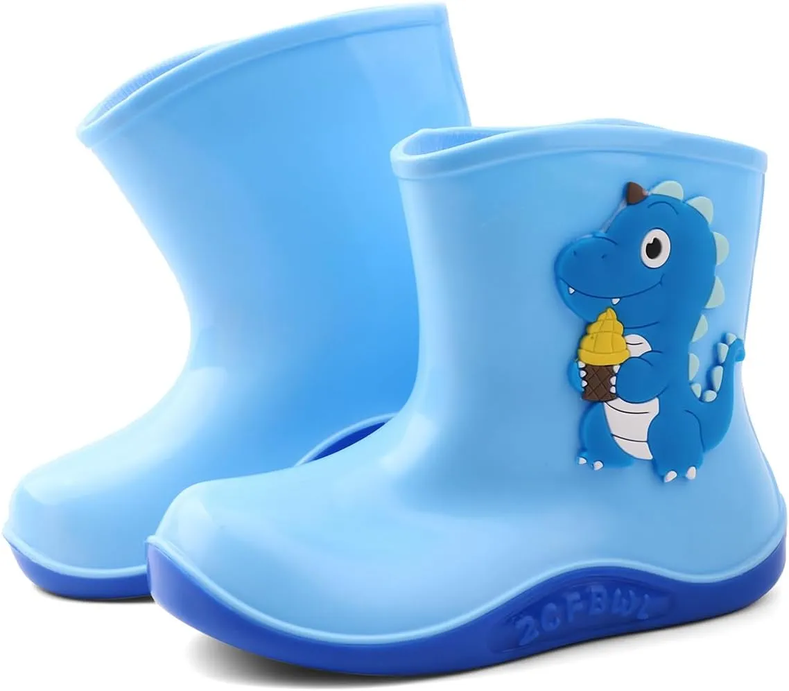 QIETION Kids Rain Boots - Toddler Waterproof Easy-On Boots for Girls and Boys