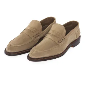 "Adam" Suede Penny Loafer in Light Brown