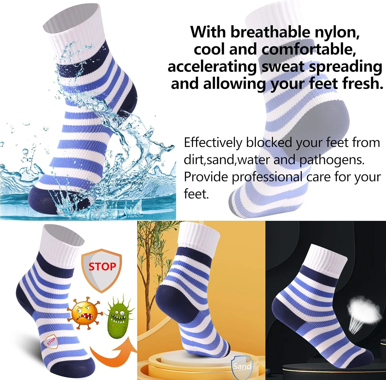 RANDY SUN Waterproof Socks, Boys Outdoor Sports Sock For Hiking/Ski/Fishing 1 Pair