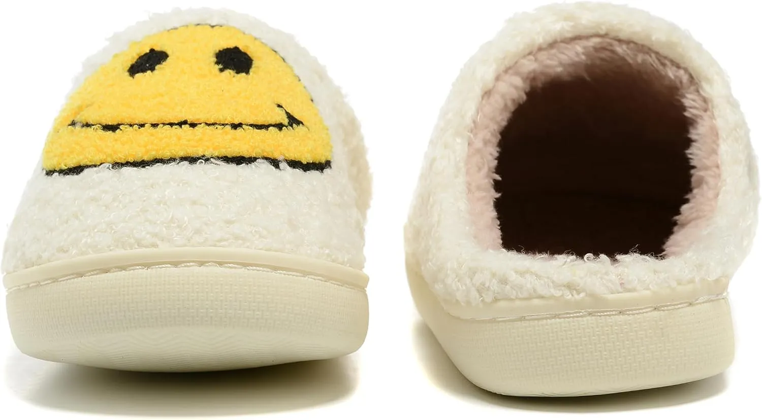 Retro Fuzzy Face Slippers Women Men Non-Slip Couple Style Casual Smile Face Slippers Retro Soft Fluffy Warm Home Lightweight Slip-on Cute Cozy Indoor Outdoor Memory Foam Face Slippers