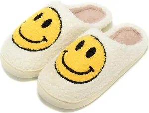 Retro Fuzzy Face Slippers Women Men Non-Slip Couple Style Casual Smile Face Slippers Retro Soft Fluffy Warm Home Lightweight Slip-on Cute Cozy Indoor Outdoor Memory Foam Face Slippers