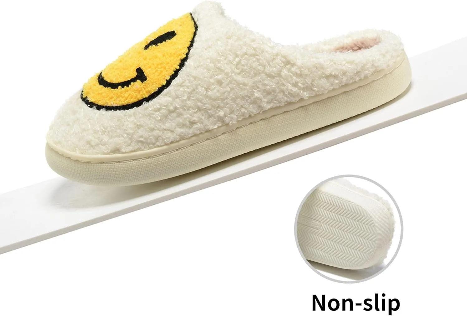 Retro Fuzzy Face Slippers Women Men Non-Slip Couple Style Casual Smile Face Slippers Retro Soft Fluffy Warm Home Lightweight Slip-on Cute Cozy Indoor Outdoor Memory Foam Face Slippers