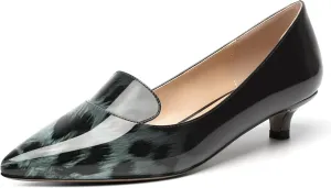 ROSERWISH Womens Office Slip On Pointed Toe Patent Casual Work Kitten Low Heel Pumps Dress Shoes 1.5 Inch