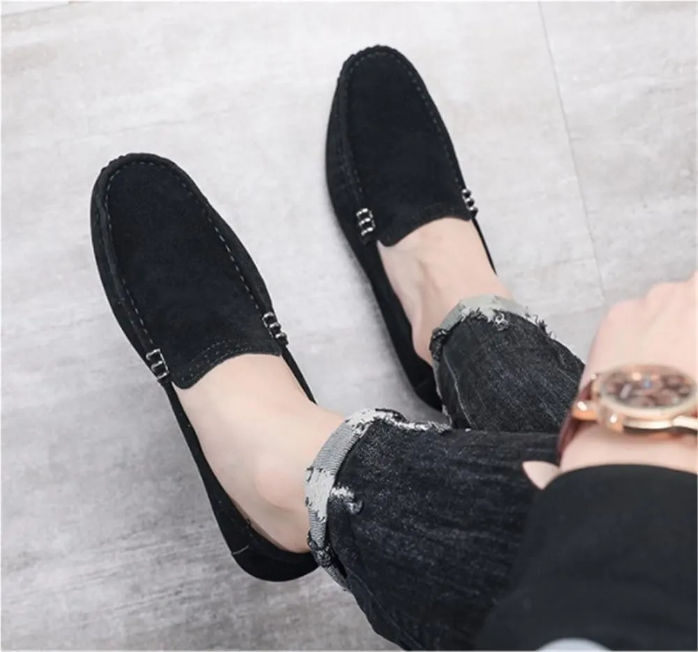 Round Toe Suede Vamp Loafer Shoes Resistant Flexible Lightweight Prom Casual Slip On for Traveling Driving Office and Work