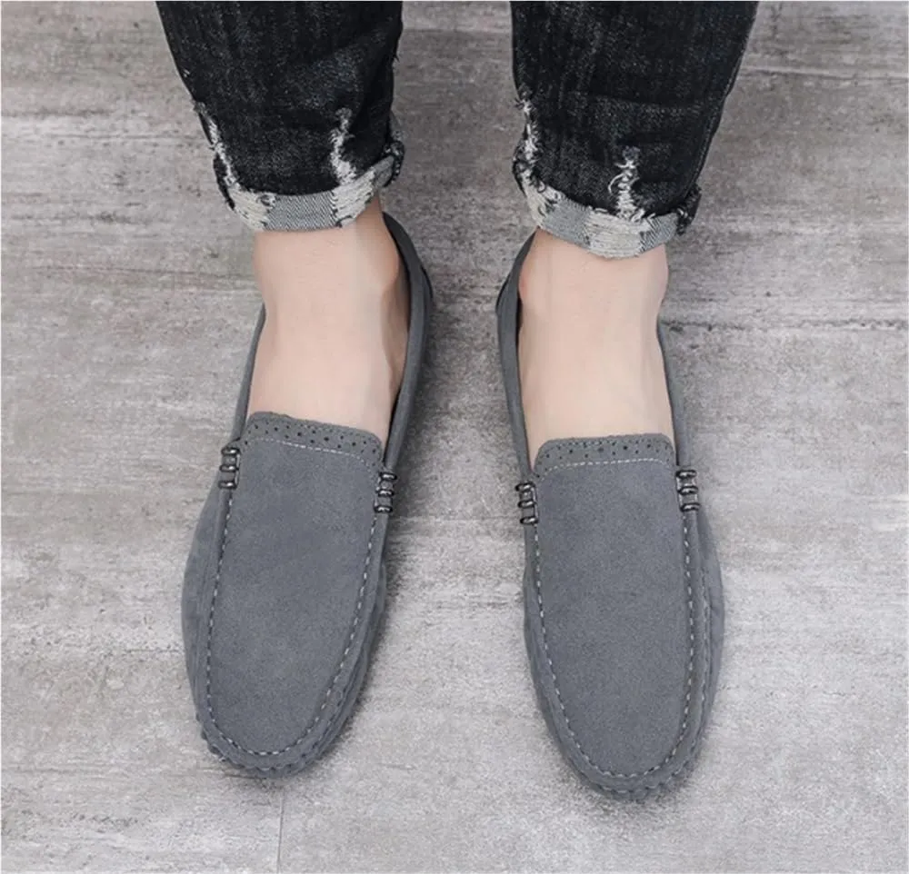 Round Toe Suede Vamp Loafer Shoes Resistant Flexible Lightweight Prom Casual Slip On for Traveling Driving Office and Work