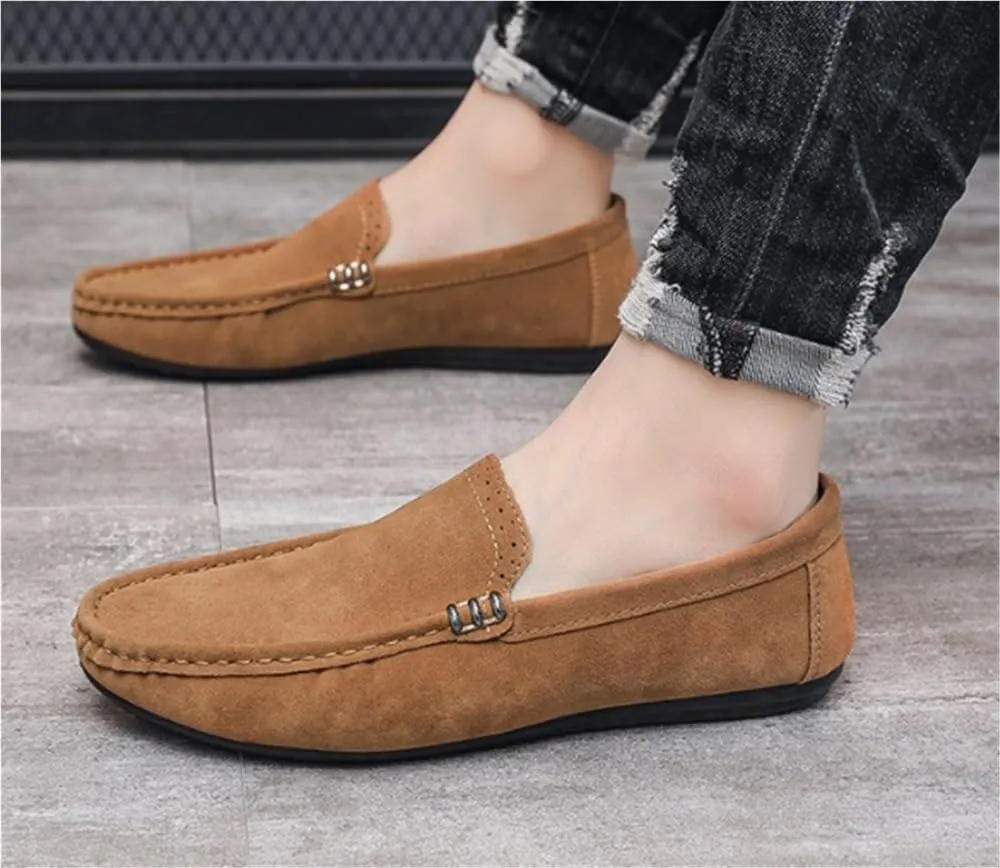 Round Toe Suede Vamp Loafer Shoes Resistant Flexible Lightweight Prom Casual Slip On for Traveling Driving Office and Work