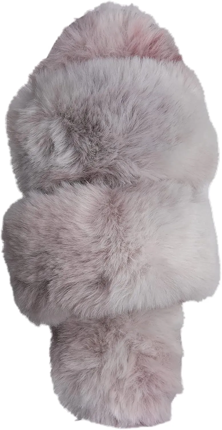 Roxoni Fuzzy House Slippers for Women – Comfortable Furry Spa – Cozy Slip On Open Toe - Soft Insole & Rubber Outsole