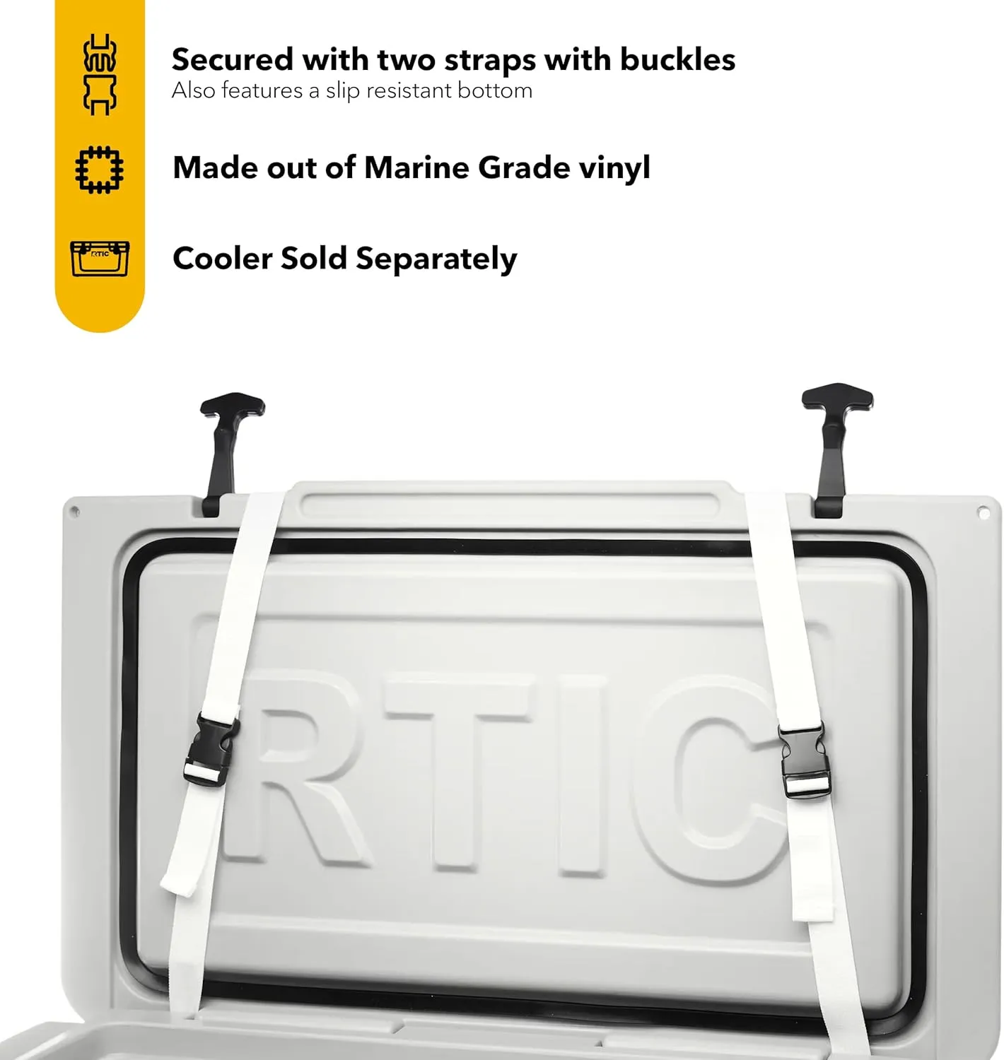 RTIC Ultra-Tough Cooler Seat Cushion, Great for Family Travels, Boating Or Hunting, Easy Clean Vinyl, Buckle Fastening and Anti Slip